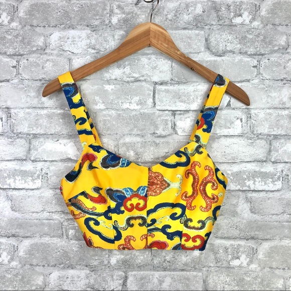 L’ATISTE By Amy Yellow Satin Crop Top Zip Back | S - Picture 1 of 11